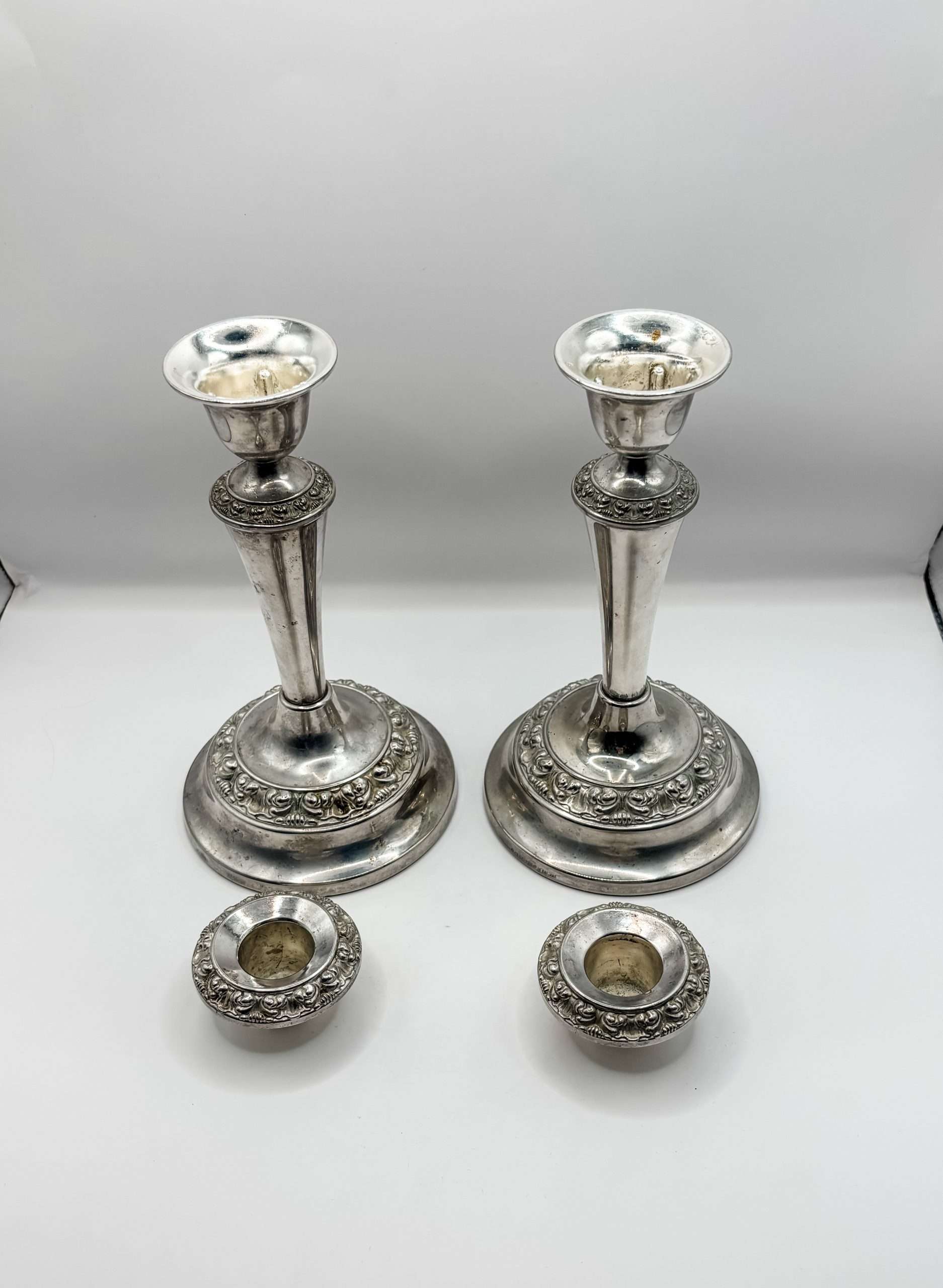 Antique Silver Plated Scroll Design Candlesticks – Elegant 190mm Pair - Image 3