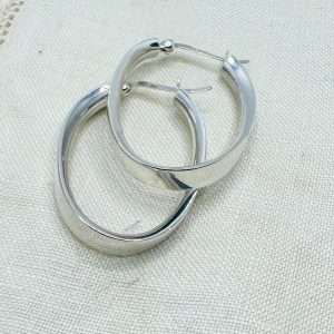 Sterling Silver Oval Hoop Earrings