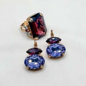Authentic Mariana Jewellery Sets – Rose Gold & Silver - Earrings & Ring