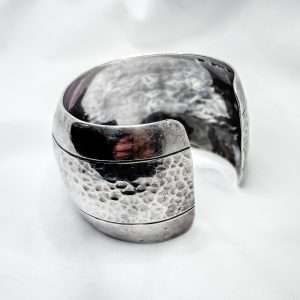 Vintage Beaten Sterling Silver Cuff – 52g Solid 925 Statement Bracelet