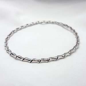 Sterling Silver Twisted Bangle – Sculptural Silver Bracelet – 70mm – 8.32g