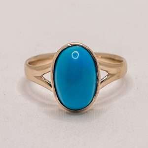 9ct Yellow Gold Turquoise Ring – Classic Oval Cabochon | Size N½