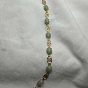 14ct Yellow Gold Jade Bracelet