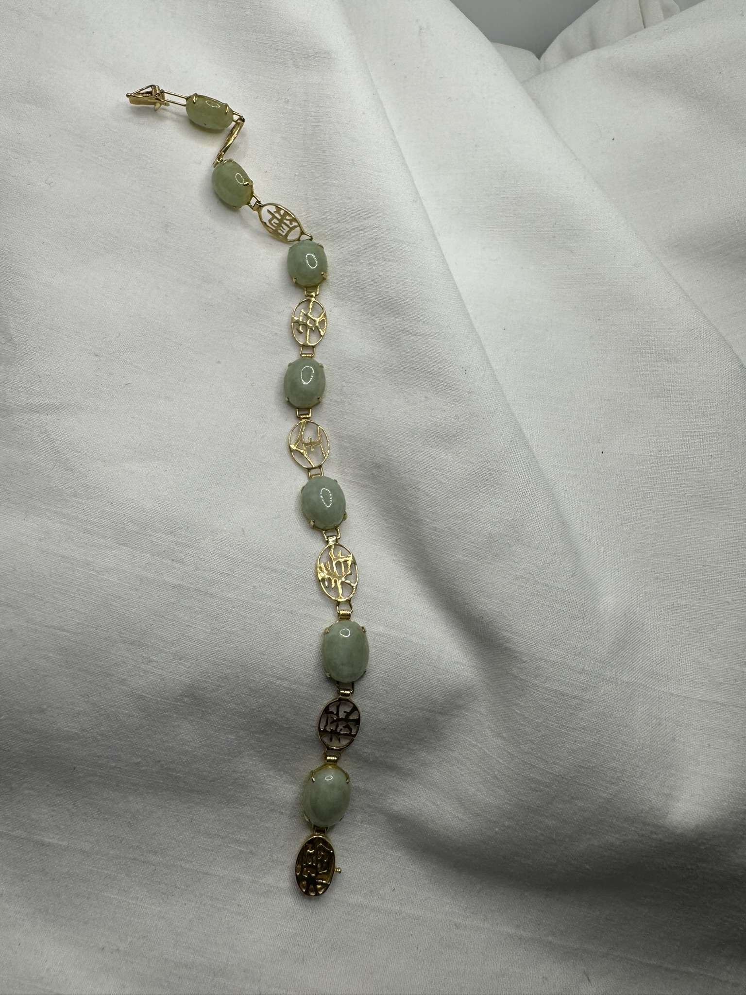 14ct Yellow Gold Jade Bracelet - Image 4