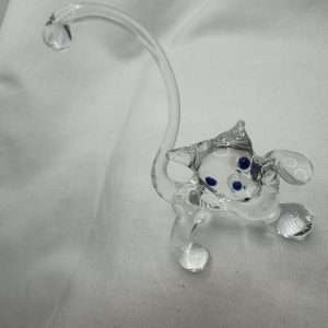 Miniature Hand Blown Art Glass Cat Figurine 3 1/4" Tall
