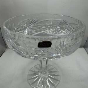 Vintage Violetta Crystal Pedestal Bowl- Starburst Base- Original Label