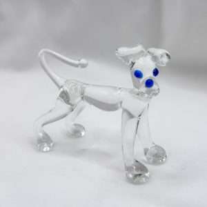 Hand-Blown Glass Dog Figurine | Blue Eyes & Nose | Vintage Art Glass Boxer Dog Ornament