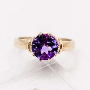 9ct Yellow Gold Amethyst Statement Ring – Size N