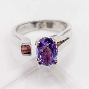 Sterling Silver Oval Amethyst Bypass Ring – Size K½