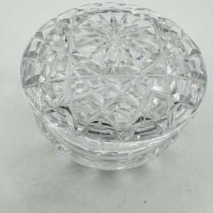Vintage Lead Cut Crystal Lidded Powder or Trinket Bowl – Starburst & Diamond Pattern